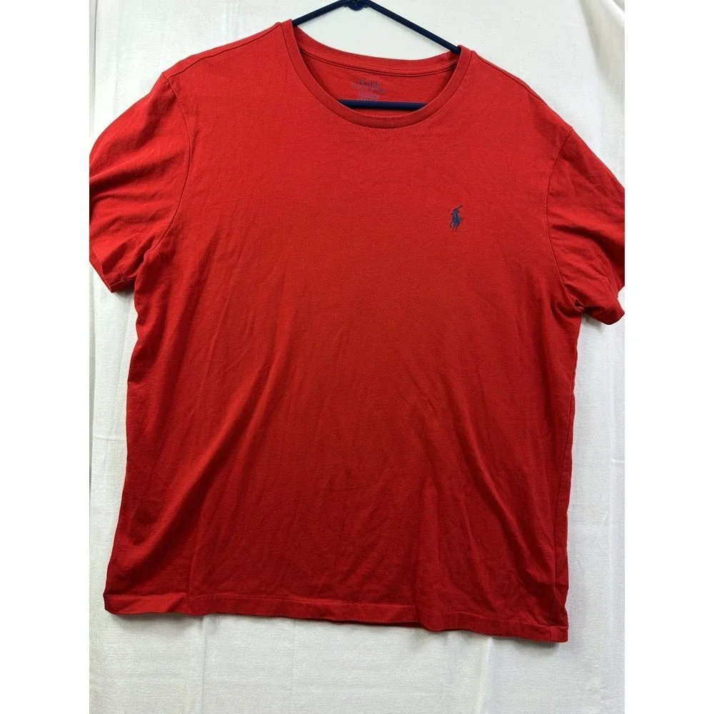 Polo Ralph Lauren Size L Large CREWNECK Cotton T- Shirt‎ Men's Color Red